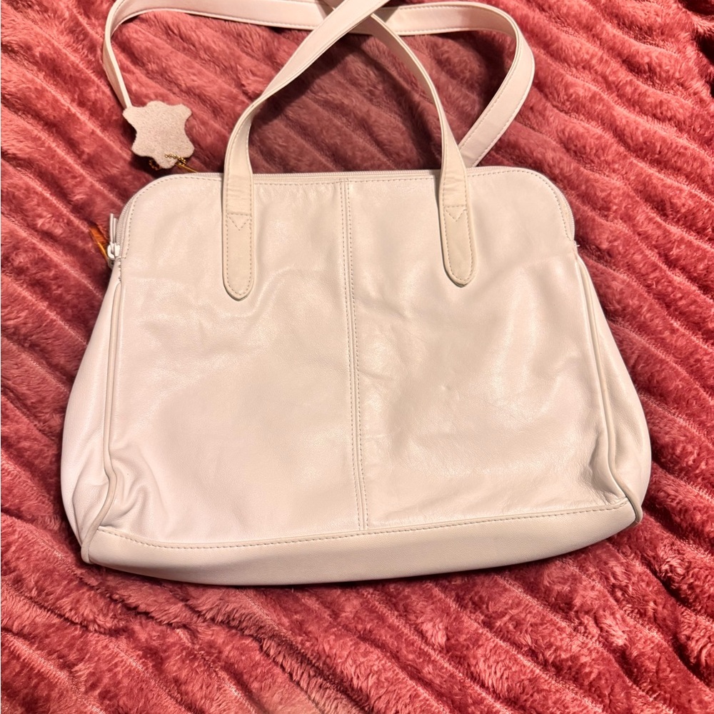 Elegant Giant Bernini White Leather Tote Bag